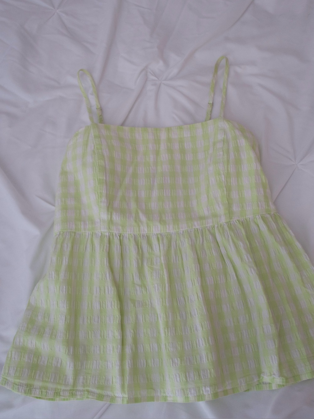 Wild Fable Light Green and White checkered Tank